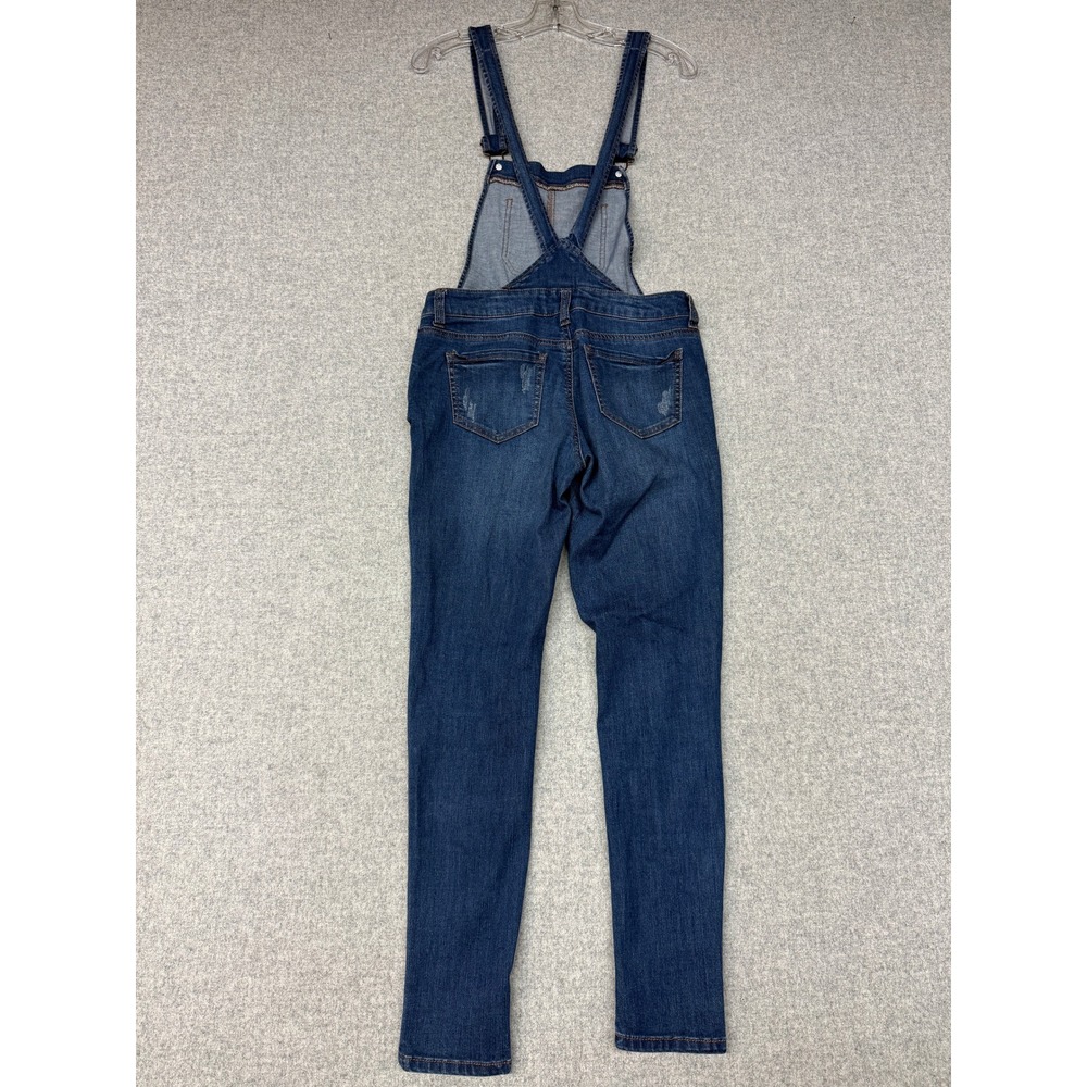 Wax Jean Distressed Denim Overalls Small Dark Blue Ripped Slim Stretch 90092 - Picture 9 of 10
